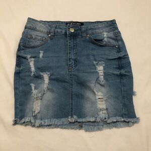 Wax Jeans Denim Distressed & Frayed Jean Mini Skirt Size Small